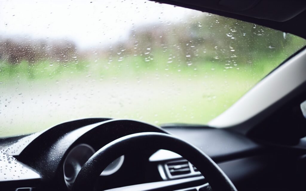 雨の日の車内